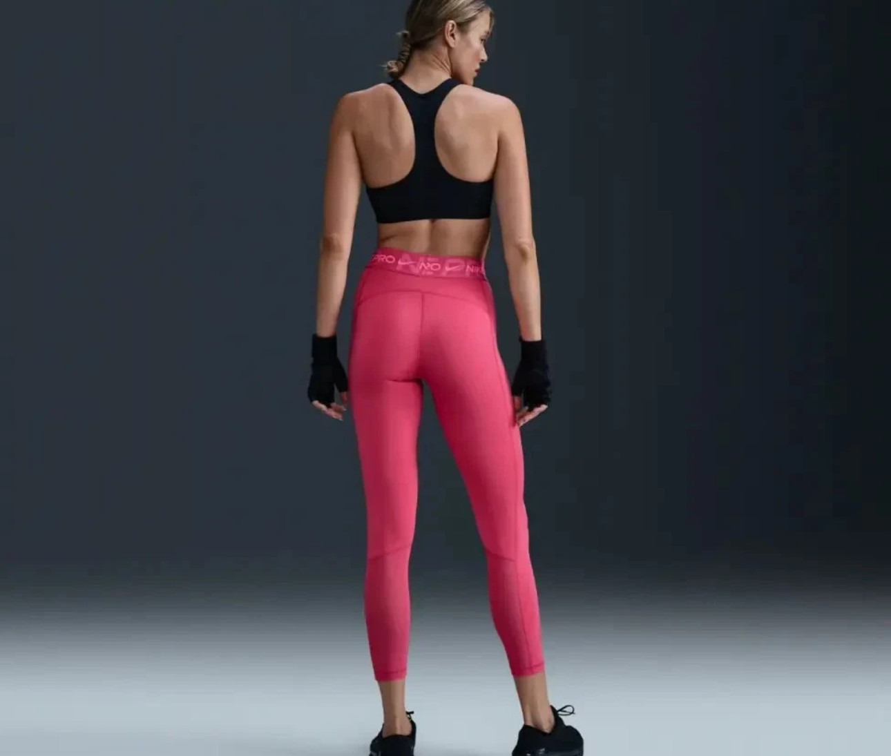 $65 NIKE PRO Women’s 7/8 Mid Rise Graphic Leggings-FV7397-Pink-Medium-New Tag