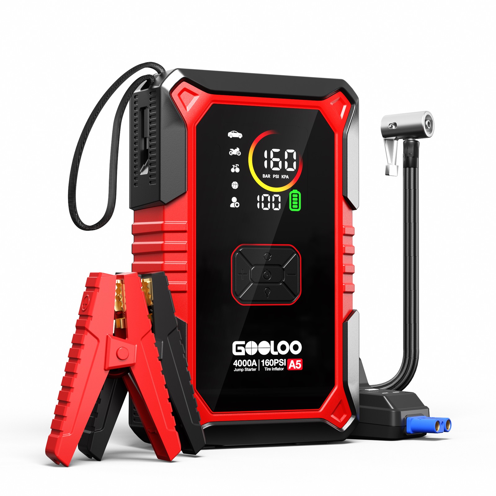 GOOLOO A5 Jump Starter with Air Compressor 4000A Portable Car Battery Booster