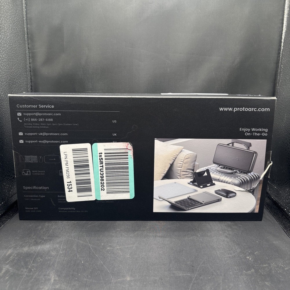 ProtoArc XKM01 Foldable Wireless Keyboard Mouse Combo, Rechargeable, Silver.