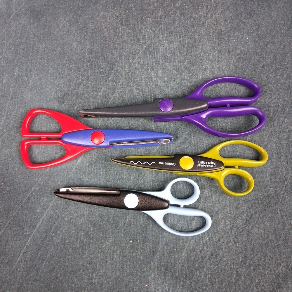 Fiskars Decorative Edge Scissors Lot 4 Clouds Victorian Corkscrew CM