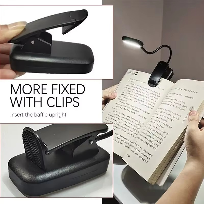 Mini LED Book Light Clip-On Reading Lamp Portable Battery Powered Bed Light