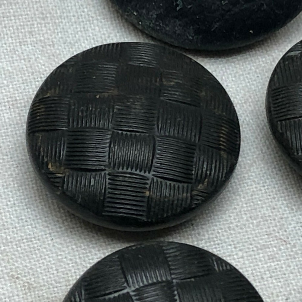 Vintage Black Weave Pattern Buttons Plastic 7