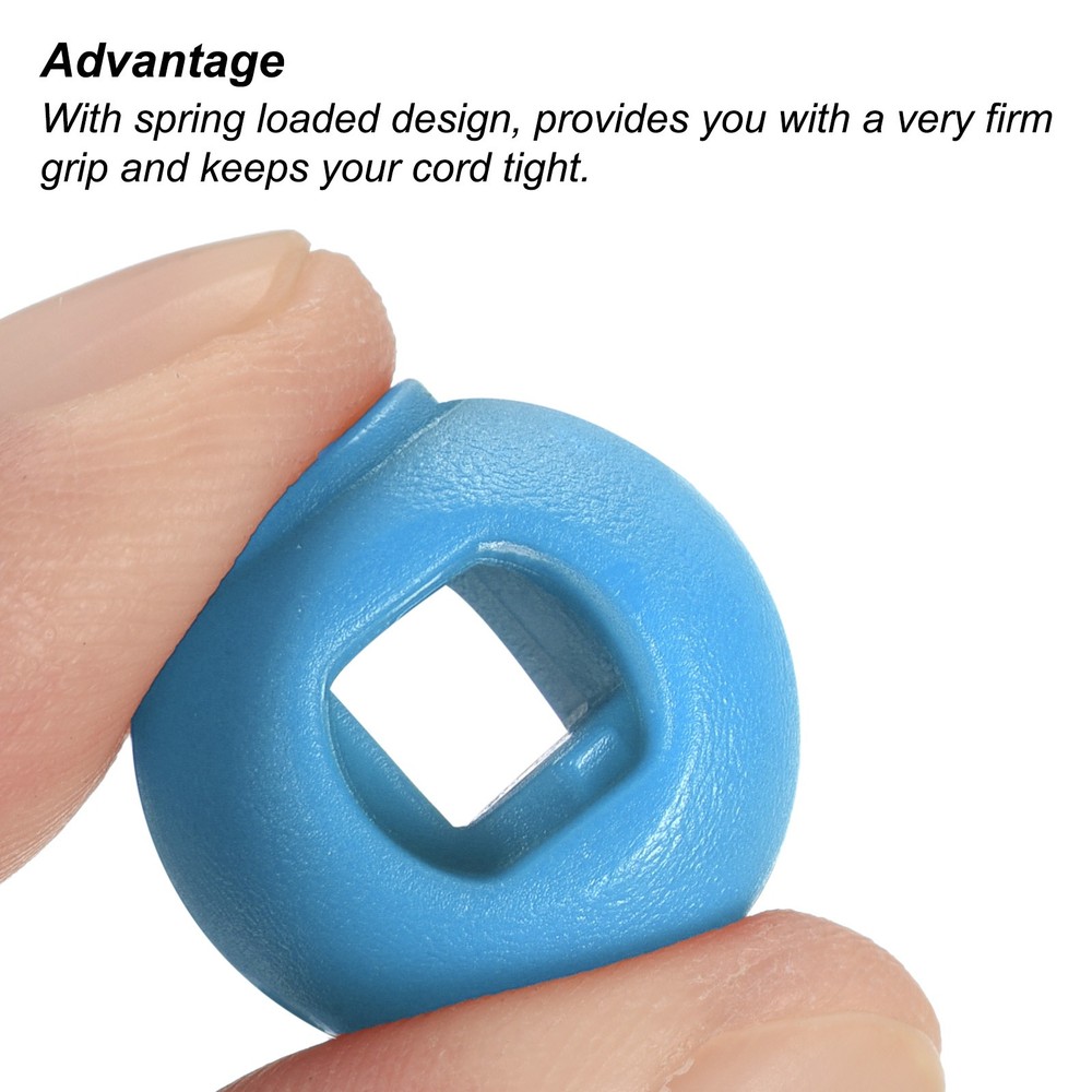 Cord Locks, 30 Pack Ball Spring Toggle Stopper, Lake Blue