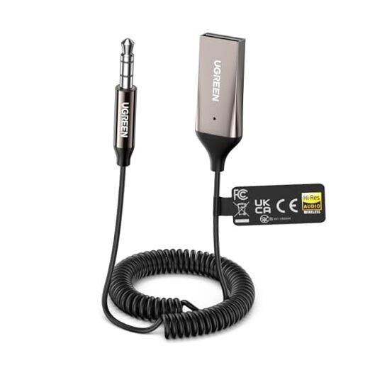 Aux to Bluetooth 6.0 Car Adapter with LDAC, 3.5mm Aux Adapter Built-in