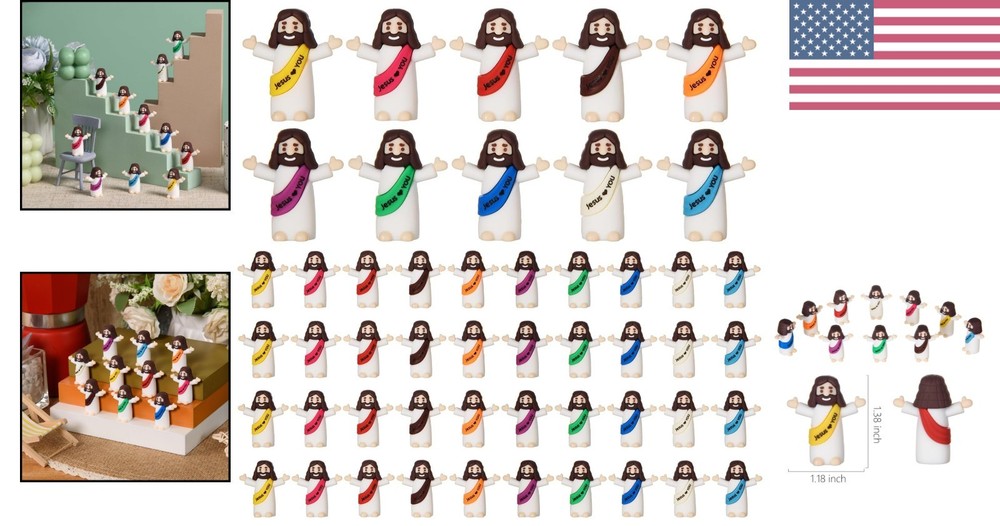 50-Pack Tiny Jesus Figurines - Perfect for Easter Celebrations & Sunday School
