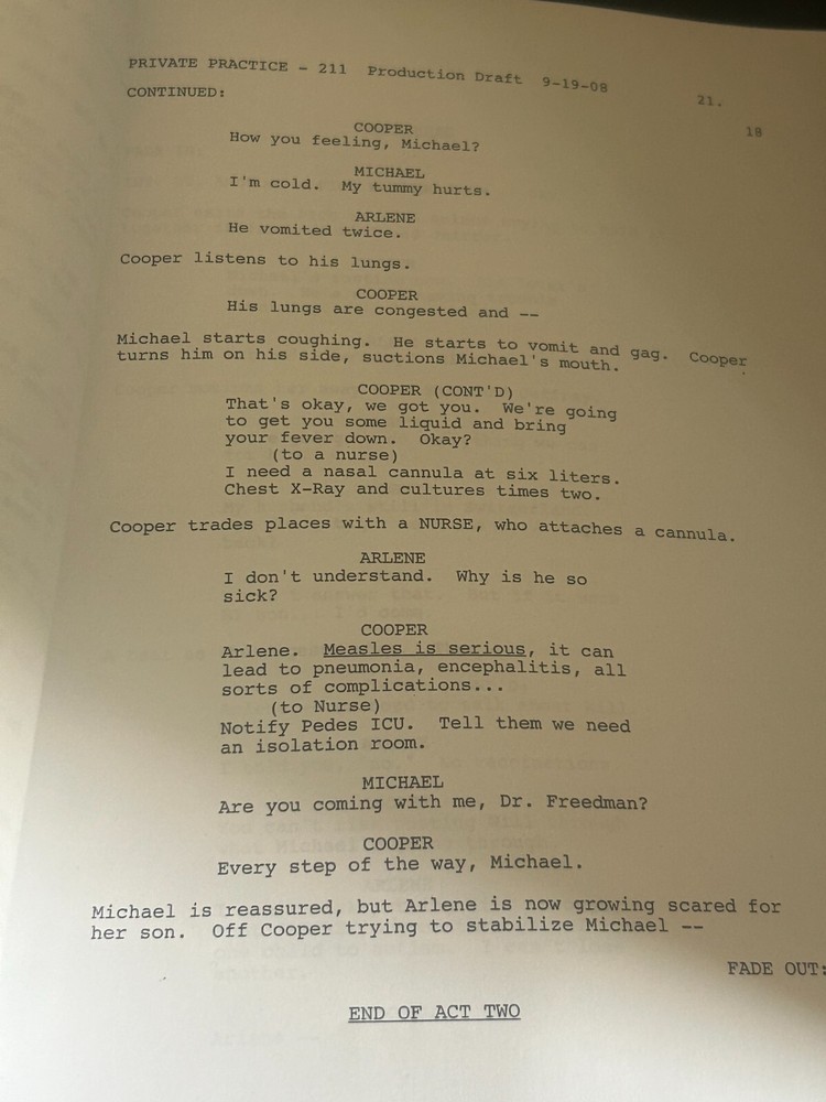ORIGINAL SCRIPT PRIVATE PRACTICE CONTAMINATION KATE WALSH TIM DALY
