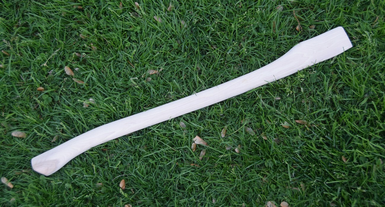 HICKORY 28" Single Bit Boys Bent AXE HANDLE ~ UNFINISHED ~ Amish Made