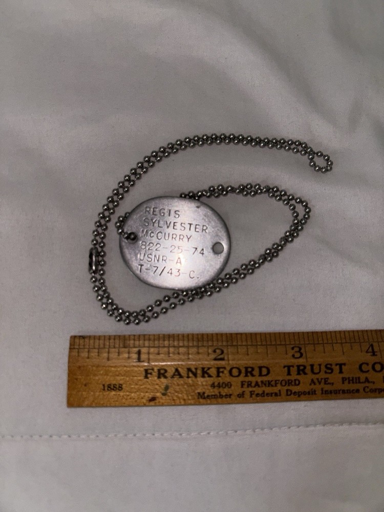 US NAVY RESERVE WW2 ID DOG TAG & NECK CHAIN