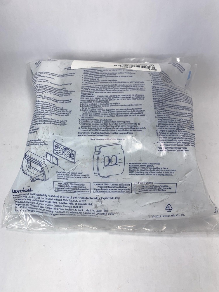 LEVITON WP " WHILE IN USE" DECORA/GFCI COVER