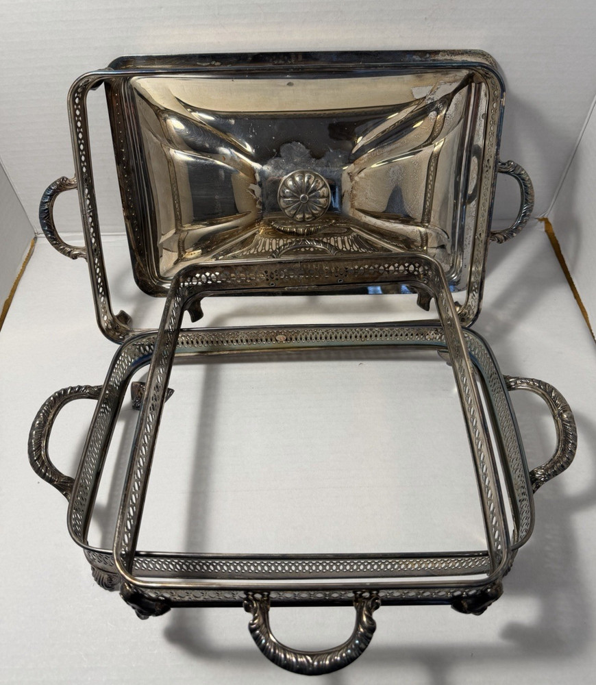 Vintage Silver Plated Casserole Dish Holders Footed Stand with Handles Lot of 3