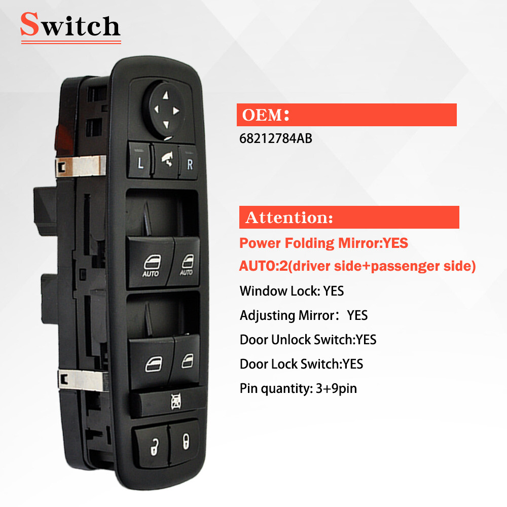 Front Driver Power Window Switch Master For 2013-2016 Dodge Ram 1500 2500 3500