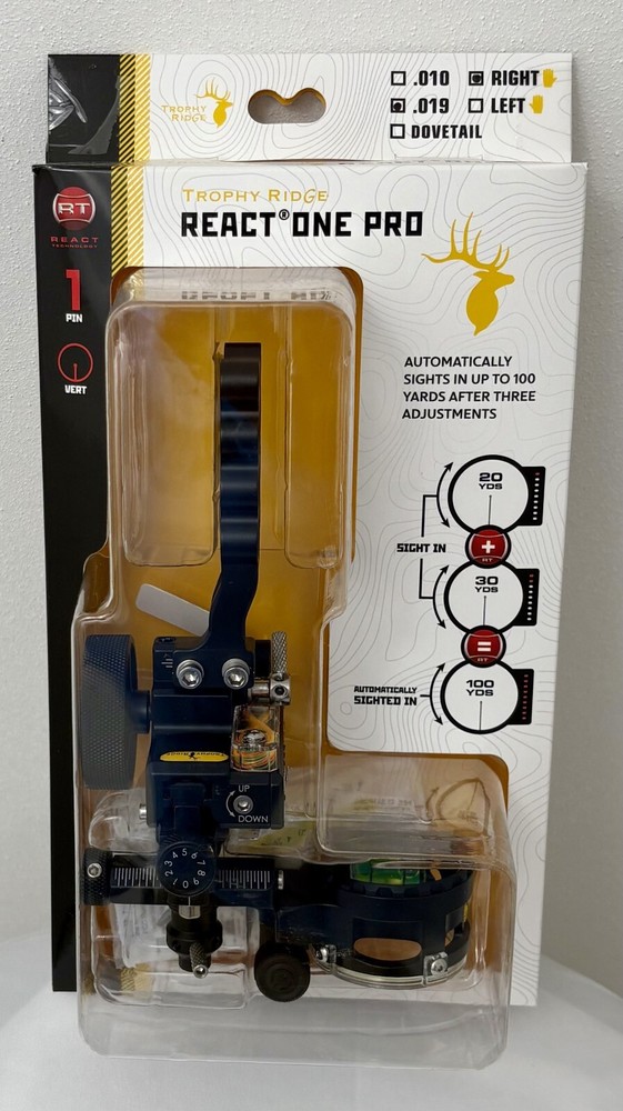 Trophy Ridge React One Pro Sight Black 1 Pin .019 New