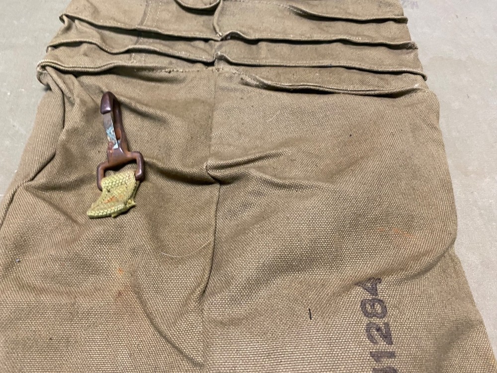 ORIGINAL WWII US ARMY .30 .50 CAL AMMO METALLIC BELT LINK CARRY CATCH BAG-OD#3