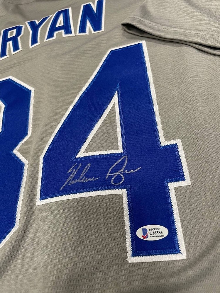 Grey Jersey MLB Nolan Ryan Signed Autographed #34 BAS COA