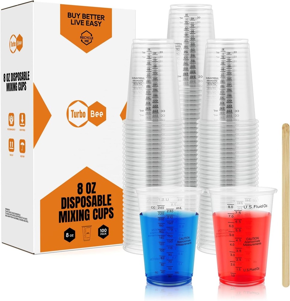 Plastic Measuring Cups, Disposable Mixing Cups Mixing Stis,