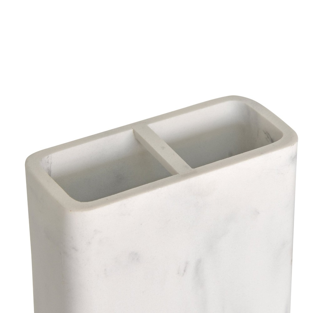 Faux Marble Toothbrush Holder Multi-Purpose Use Organizer Elegant White