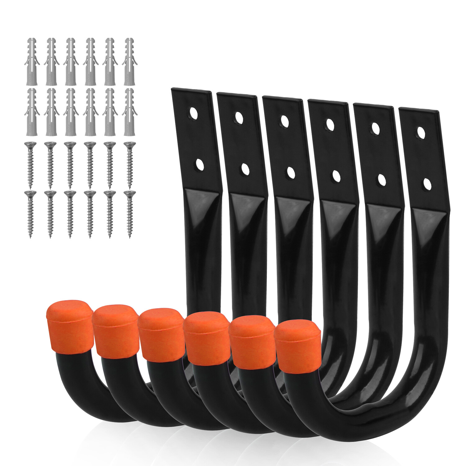 6-Pack Steel Garage Storage Utility Hooks Wall Organizer Tool Hanger H-D Screws