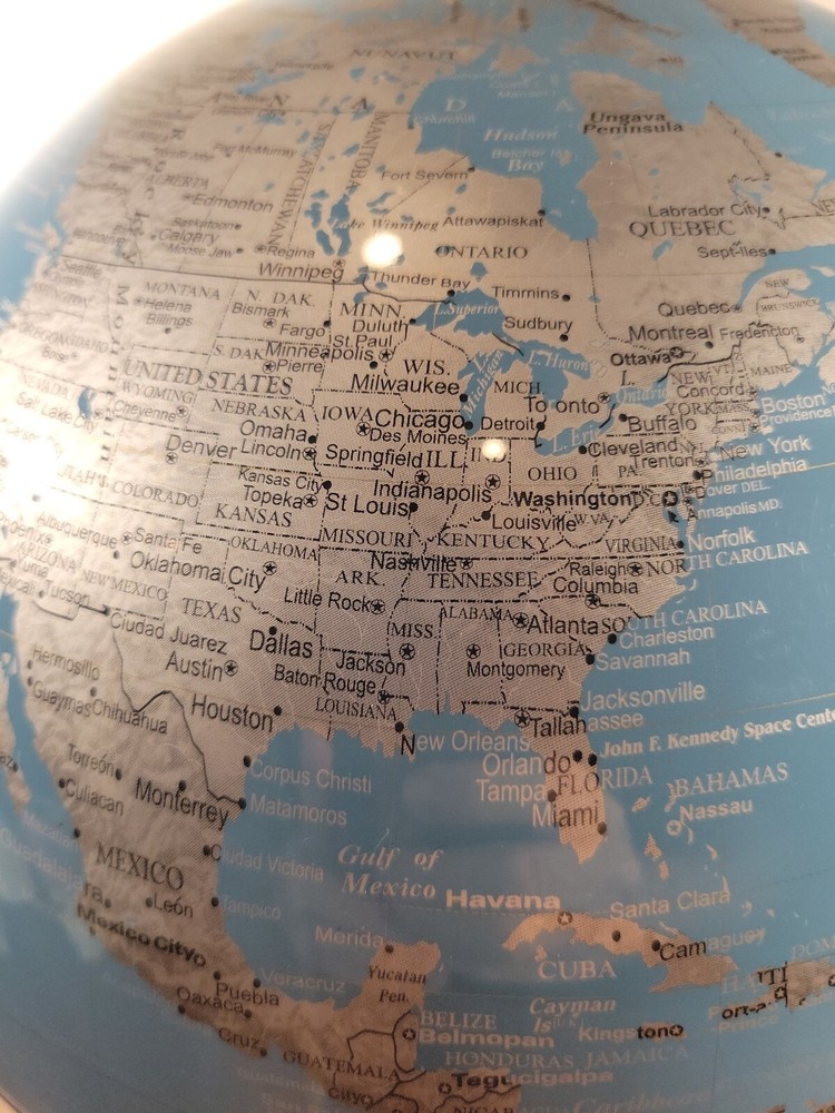 Full Circle Vision Mint Desktop World Globe, Home/ Office Decor, Chrome Base, EC