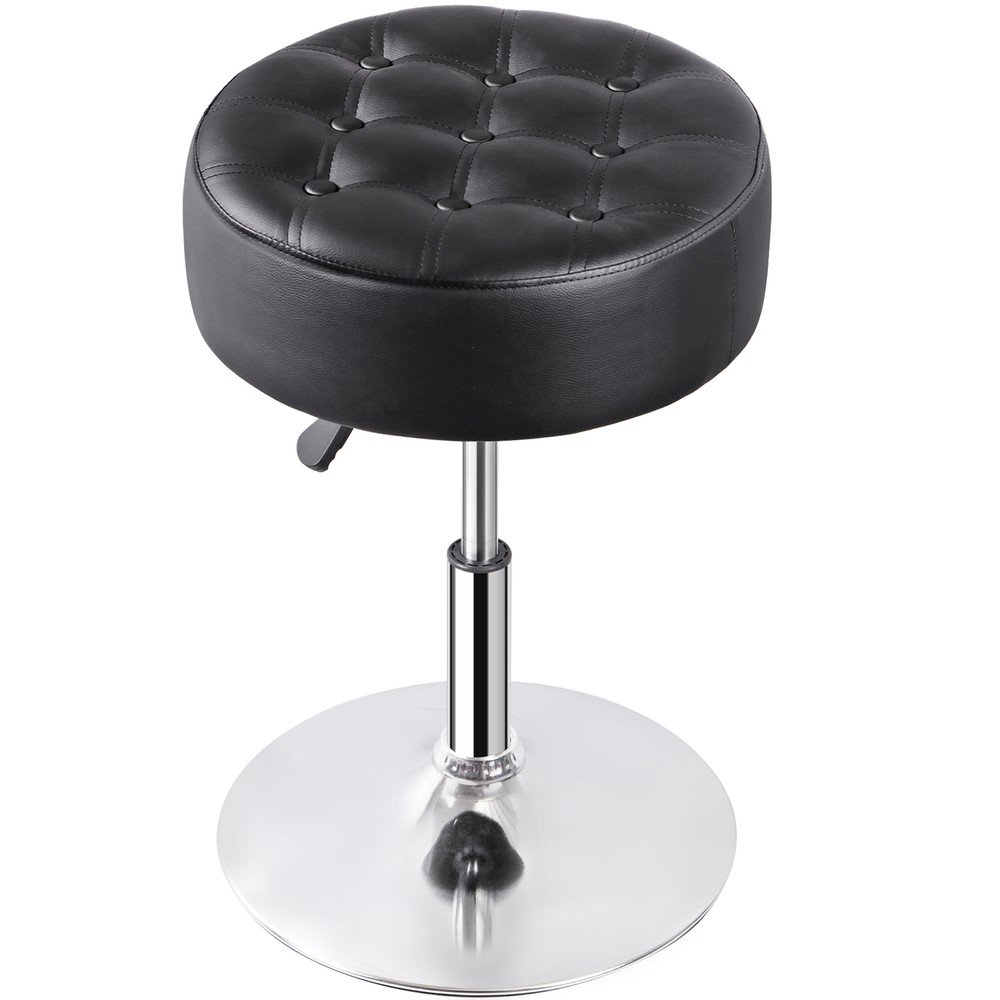 Black Vanity stool for Makeup Room Adjustable Height PU Leather Bar Stool