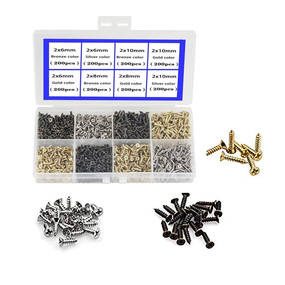 newlng 1600pcs 2MM Small Screws Phillips Flat Head Cross Self Tapping Tiny Screw