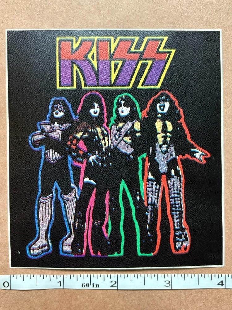 KISS Retro Neon Sticker Decal 4x4.5 vtg 90s classic rock guns roses gene