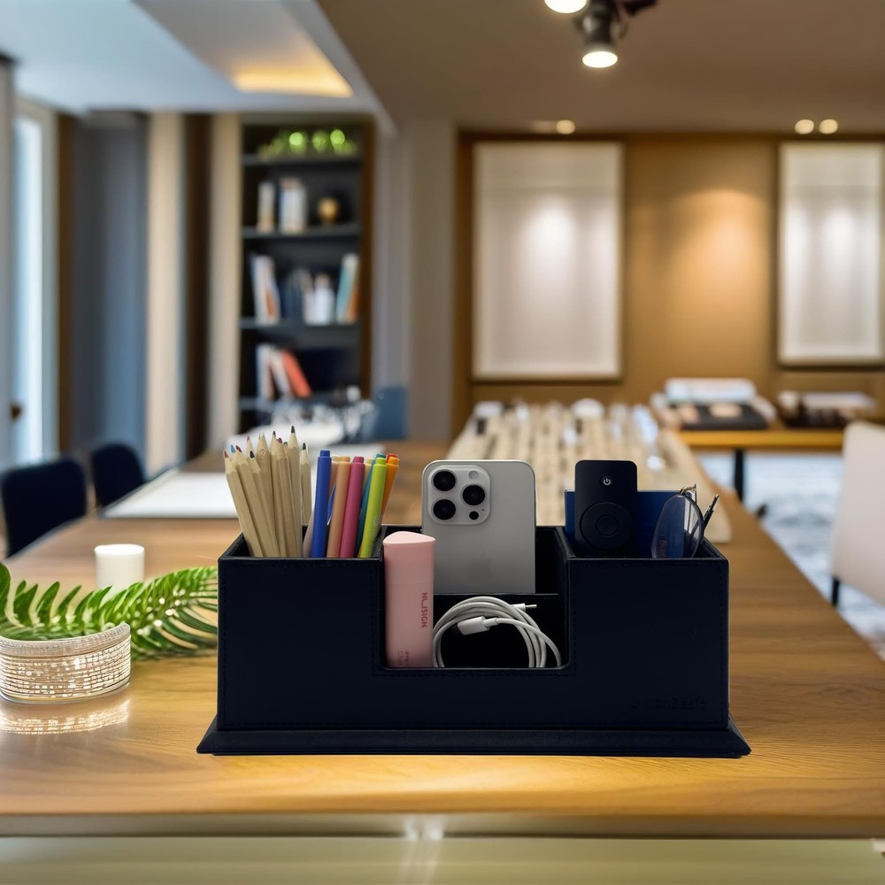 UnionBasic Desk Organizer, Desktop Caddy Leather Multi-compartment Pen Holder...