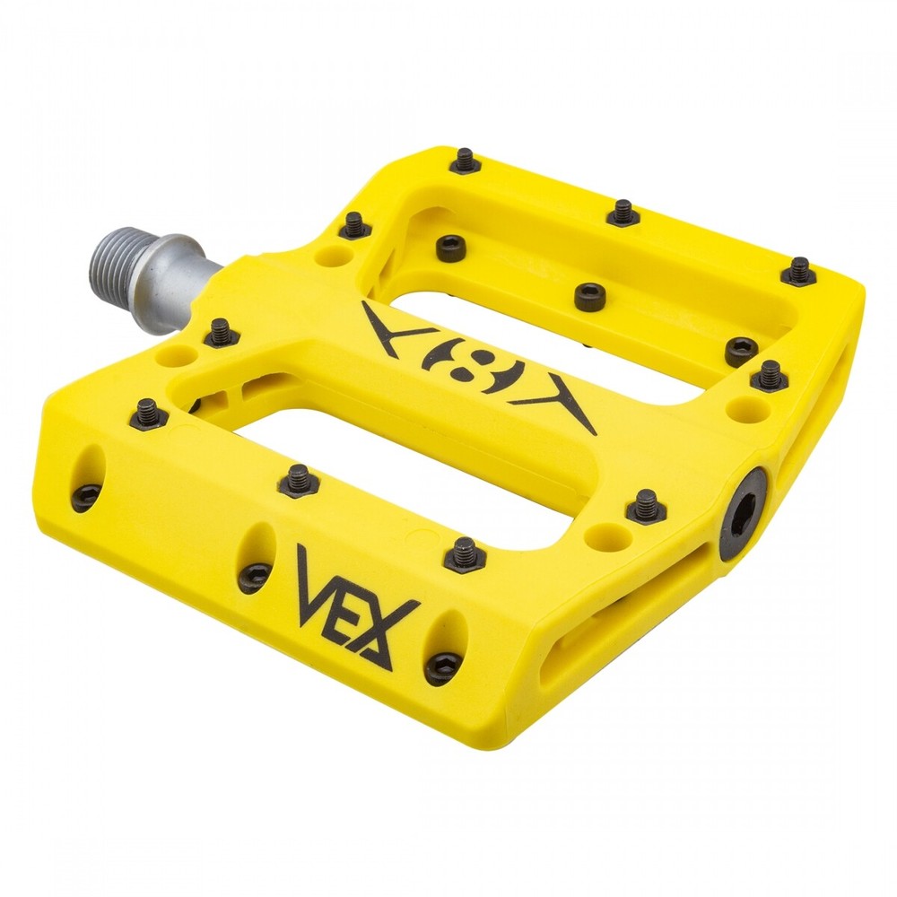 Origin8 Vex Platform Pedals 9/16" Concave Composite Body Replaceable Pins Yellow