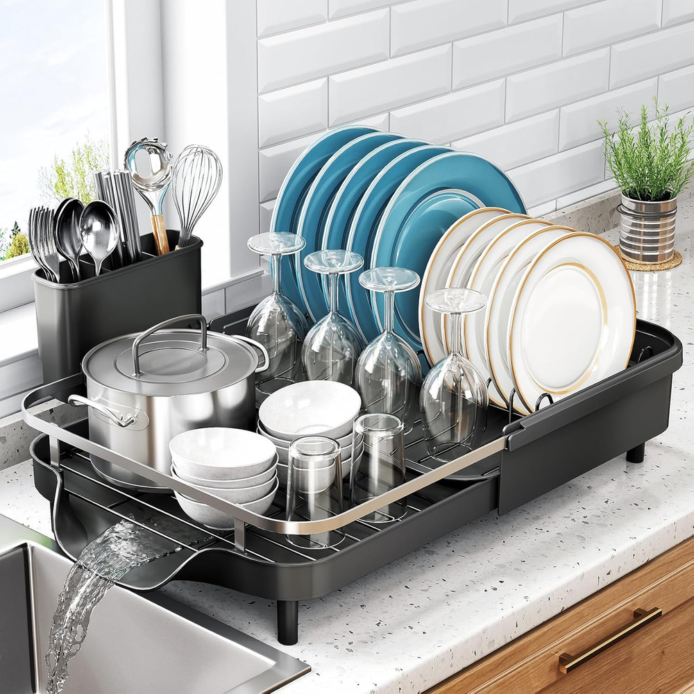 Dish Drying Rack, Expandable Dish Rack for Kitchen Counter, Stainless Steel D...