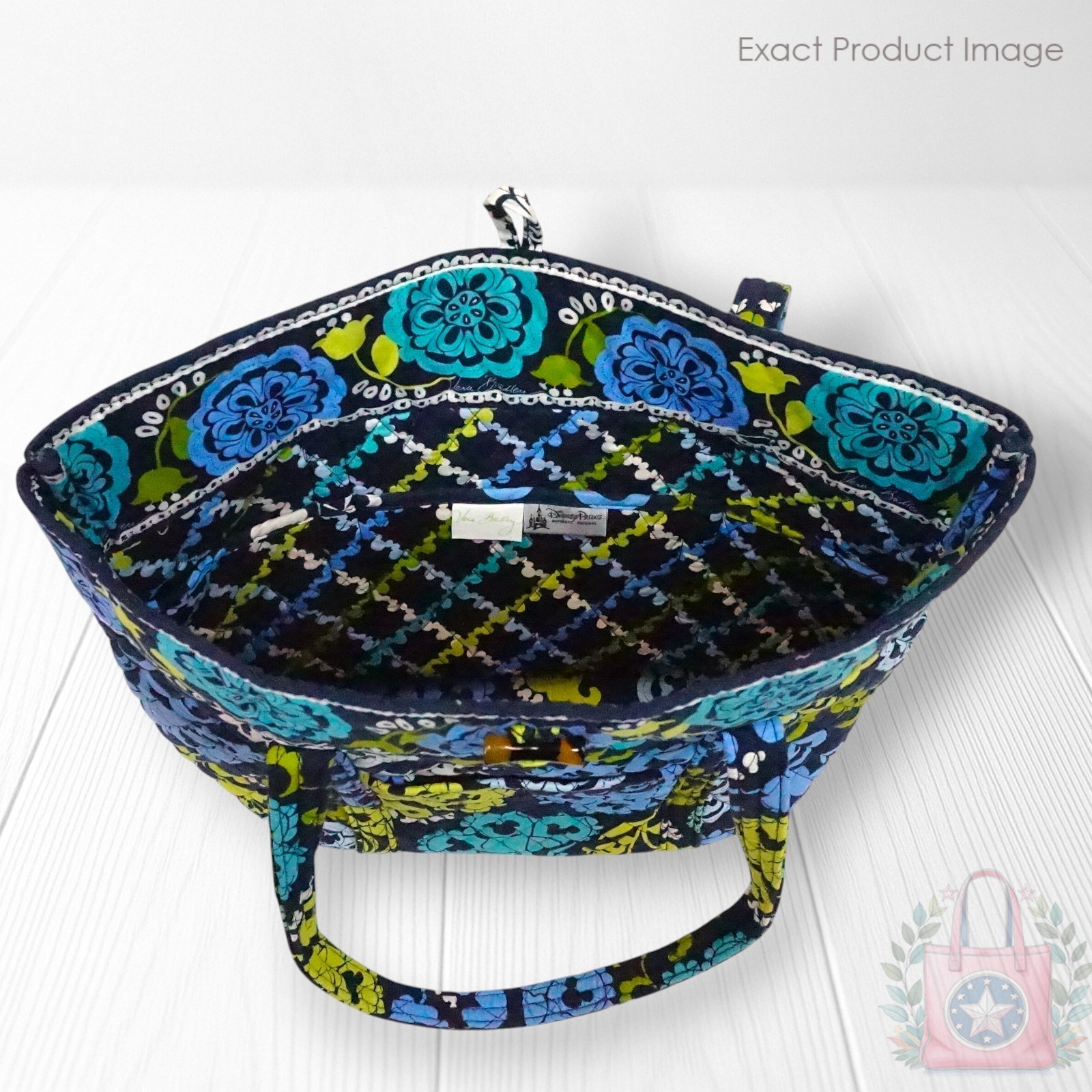 NEW ❤️ vera bradley Disney Parks Where's Mickey Mouse Toggle Tote Blue Green
