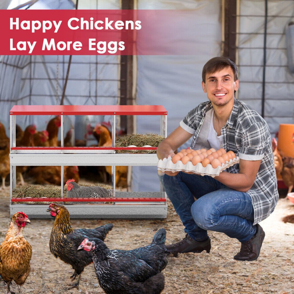 New 6Hole Chicken Nesting Boxes Metal Egg Laying Brooding Box With Vent Hole Set