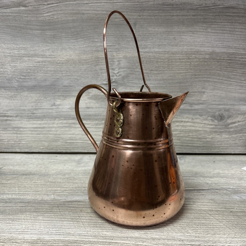 Decorative Turkish Copper Pitcher Kettle 6" Rustic Farm Home Decor (E3)