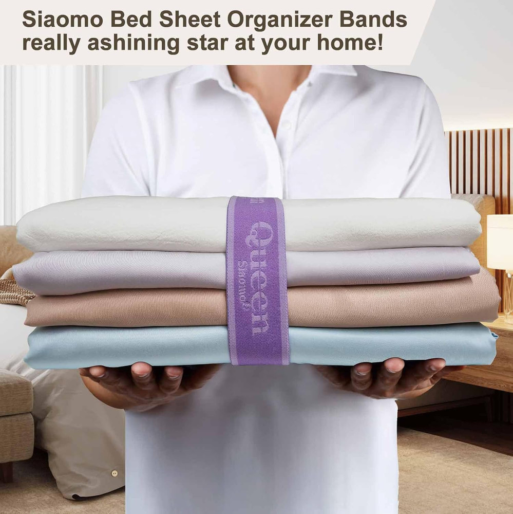 Bed Sheet Organizer Bands, Sheet Set Storage Size Marking Bands, Elastic Bedding