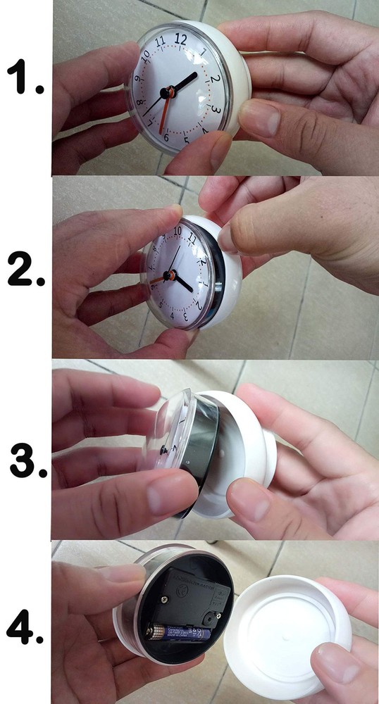 Mini Shower Clock Waterproof IP24 Wall Clock Suction Cup Bathroom Clock 1pc