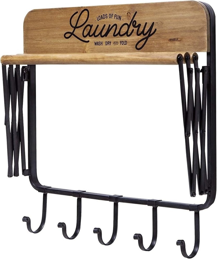 Elegant Accordion Laundry Rack: Space-Saving Wall-Mounted 3-Bar Drying Solution