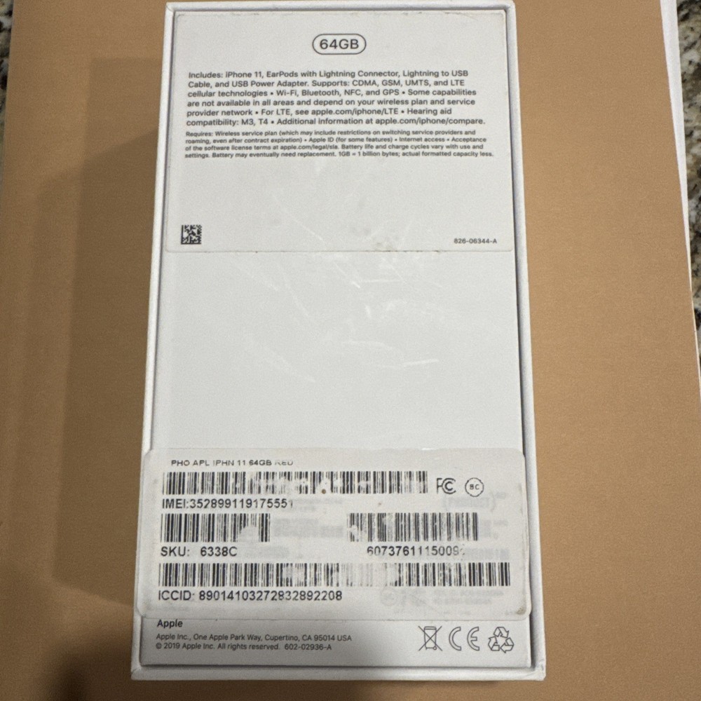 Apple iPhone 11 Red 64GB BOX ONLY