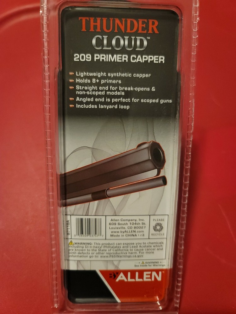 Thunder Cloud 209 Inline Muzzle loader Primer Capper by Allen, holds 8+ Primers