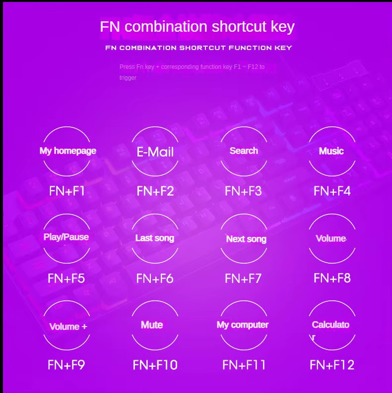 Gaming Usb Luminous Wired Keyboard Floating Manipulator