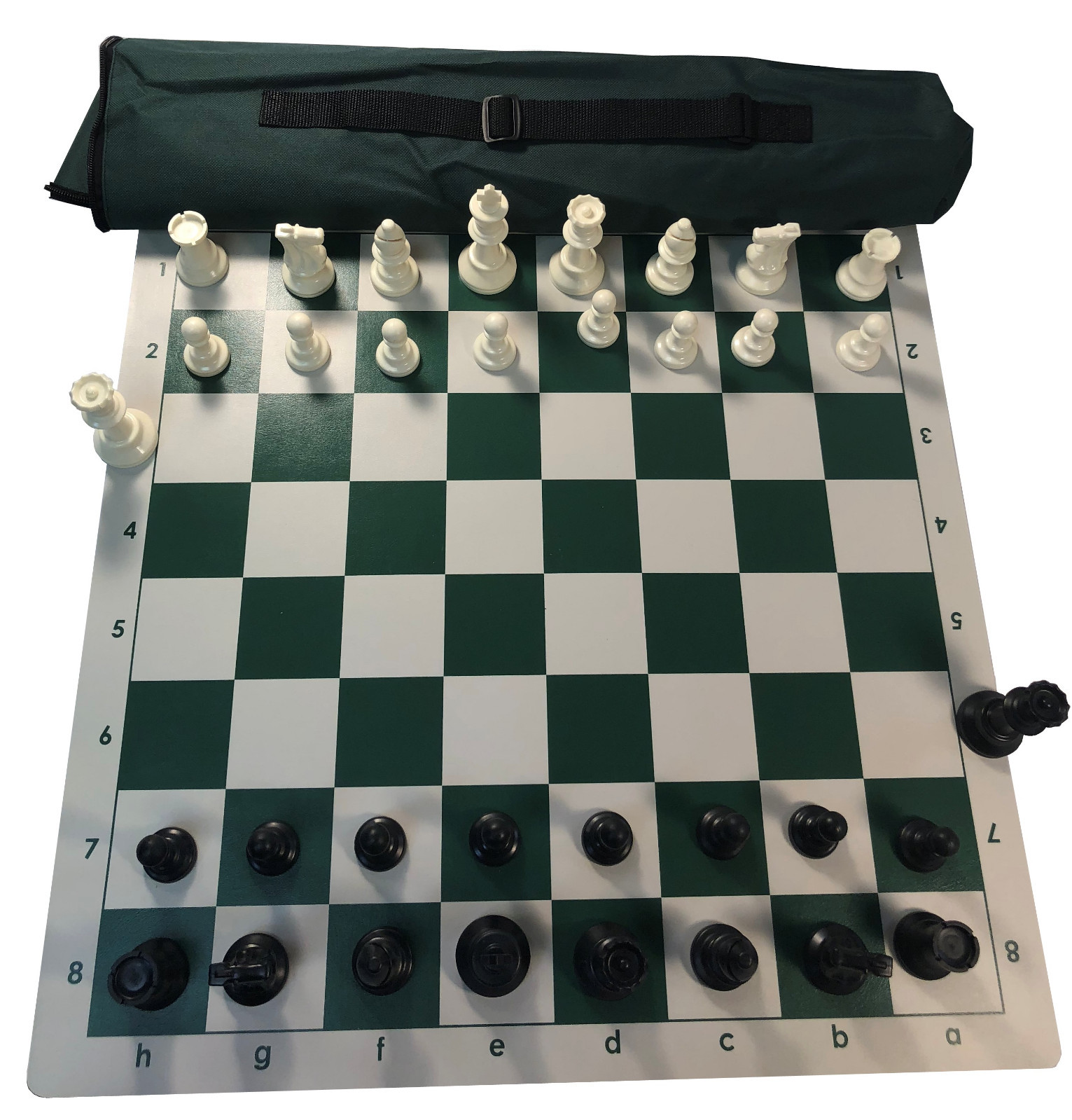 GREEN QUIVER COMBO : Chess Board, Bag, & 3 3/4" King Chess Pieces - FREE SHIP