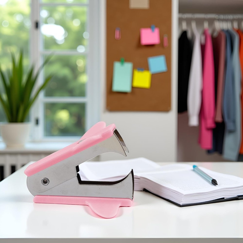 Pink Staple Removers Modern Plastic Pullers Non-Slip Handle Easy-Grip 2 PCS