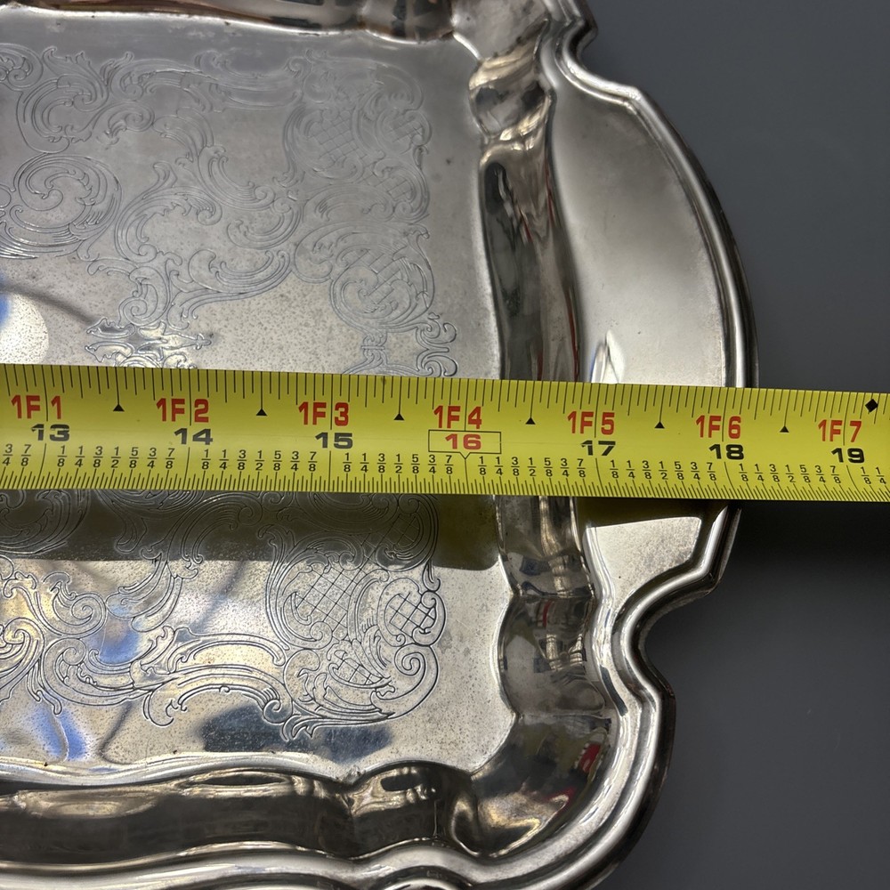 Vtg Gorham Silver Plated EP Rectangular Serving 18" Tray Etched Paisley Pattern