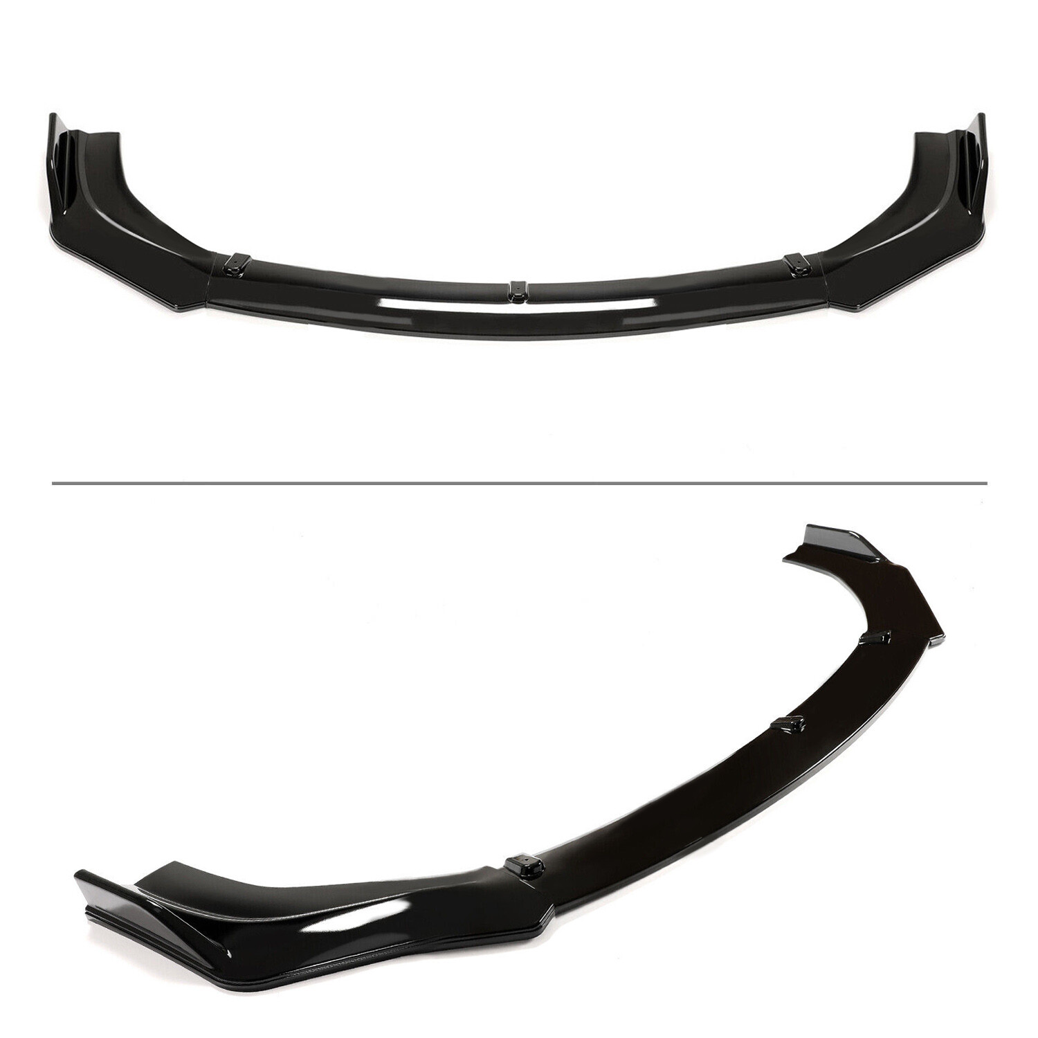 For 2016-2021 Honda Civic Glossy Black Front Bumper Body Kit Spoiler Lip 3PCS