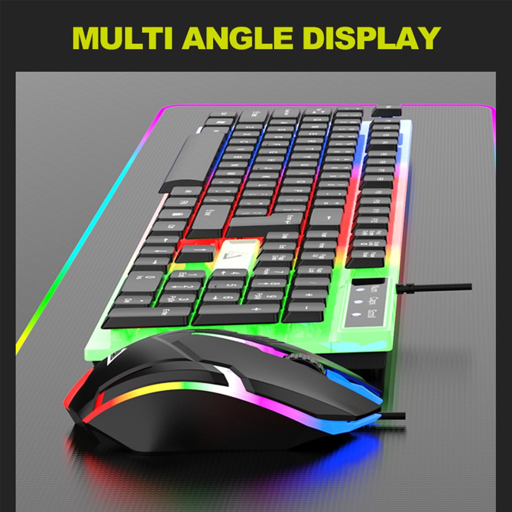 Computer Desktop Gaming Keyboard and Mouse Mechanical Feel Led Light Backlit PC