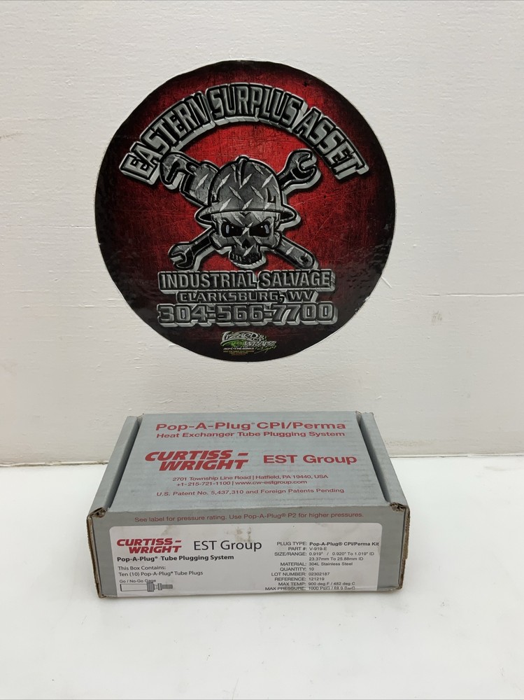Curtiss Wright EST Group Pop-a-plug V-919-E Tube Plug 304L Stainless NIB