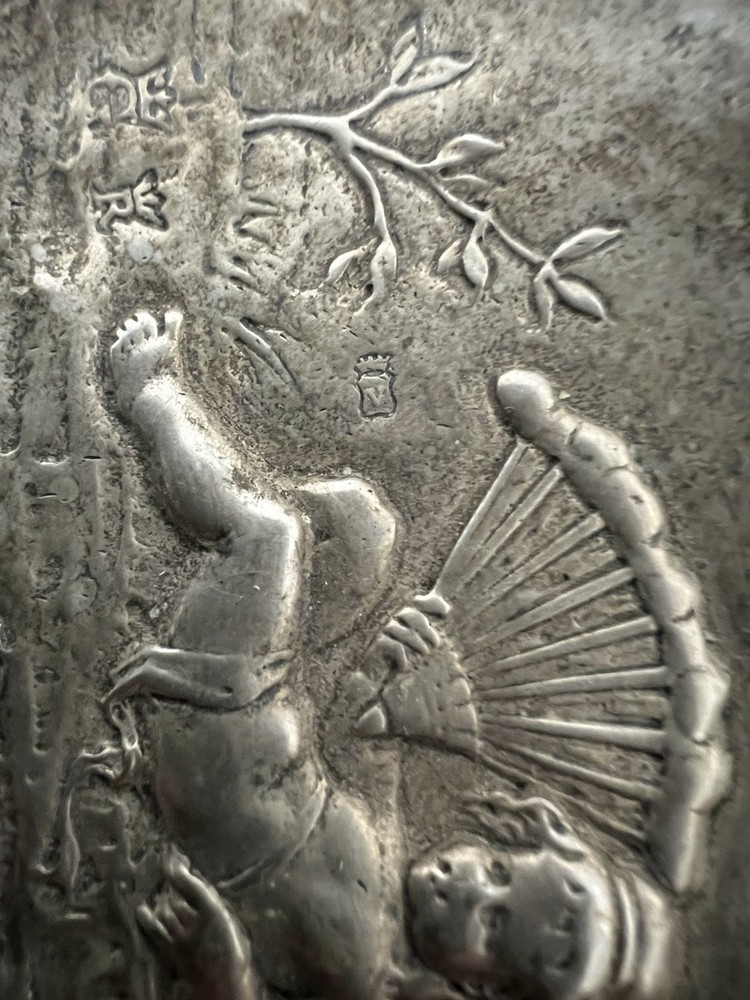 Silver Filgree - Embossed Small Dish featuring - Cherubs and folderol