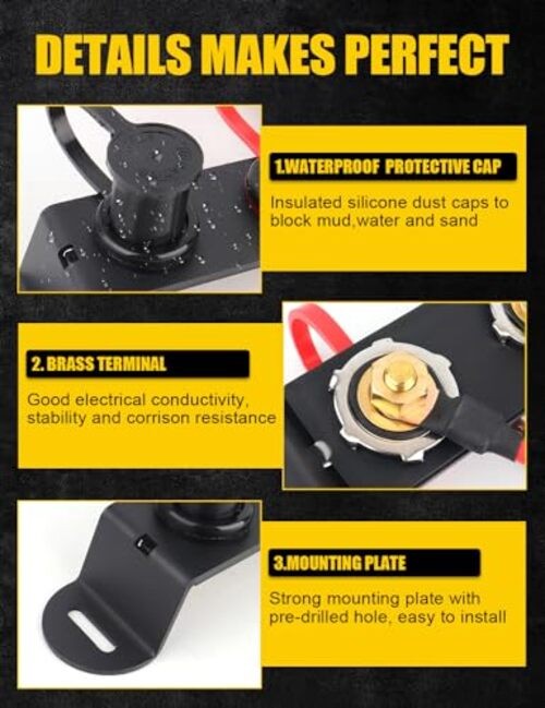 Battery Jump Post Kit with Remote Terminals, Steel Mount Bracket and