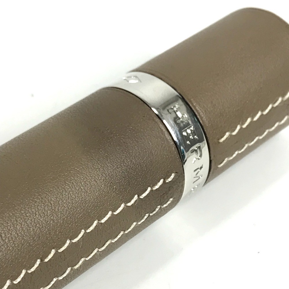 HERMES refillable Atomizer perfume case accessory case Leather Etoupe gray