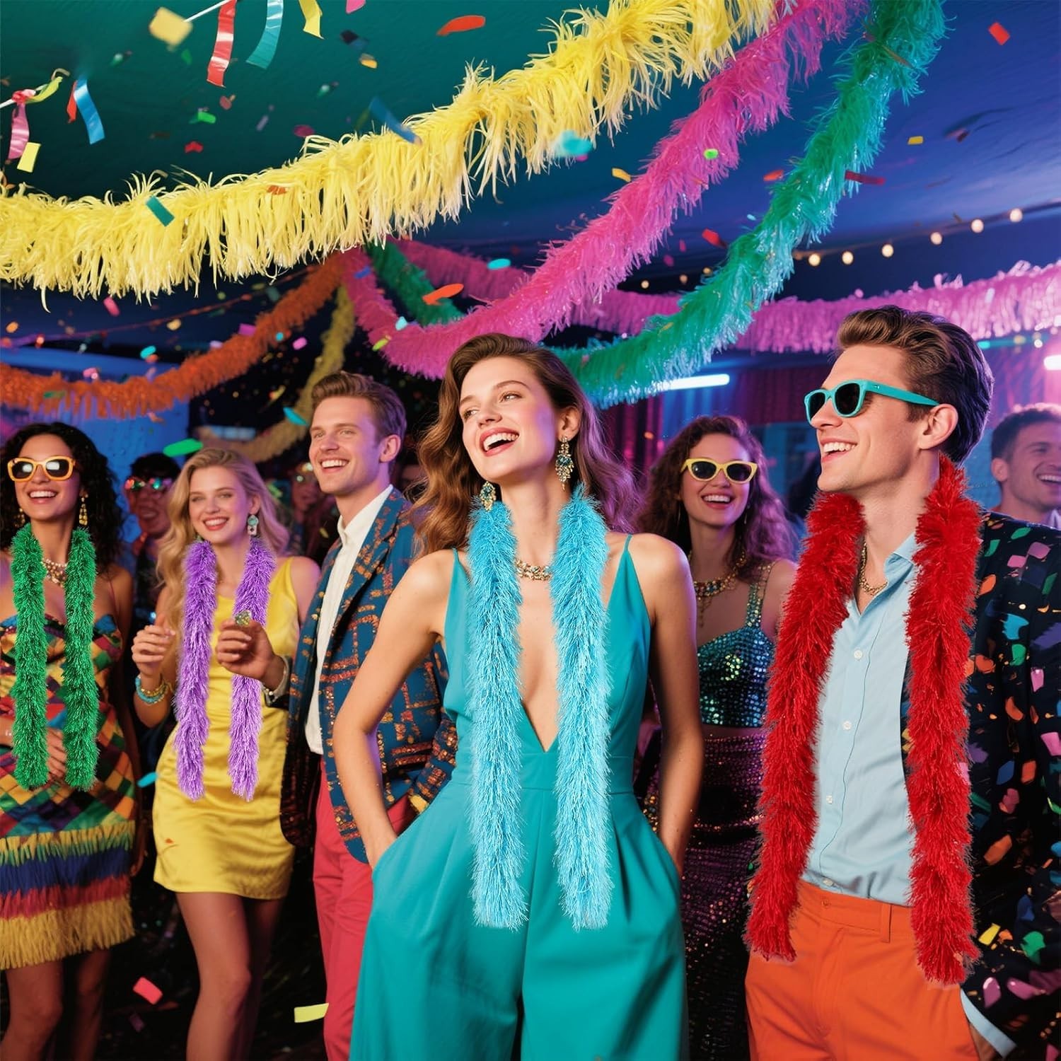 7 Pink Fluffy Boa Artificial 5ft Feather Faux Fur Costume Halloween Decoration