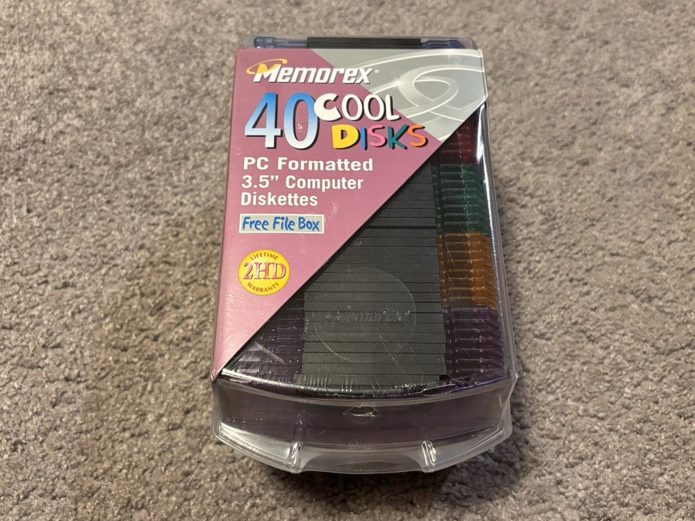 Memorex 40 Pack Cool Disks 3.5” Diskettes PC Formatted Computer New Sealed