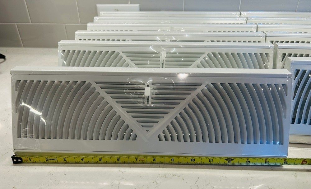 6 Pcs Baseboard Register Vent 15” Round Flow Diffuser Covers (White)