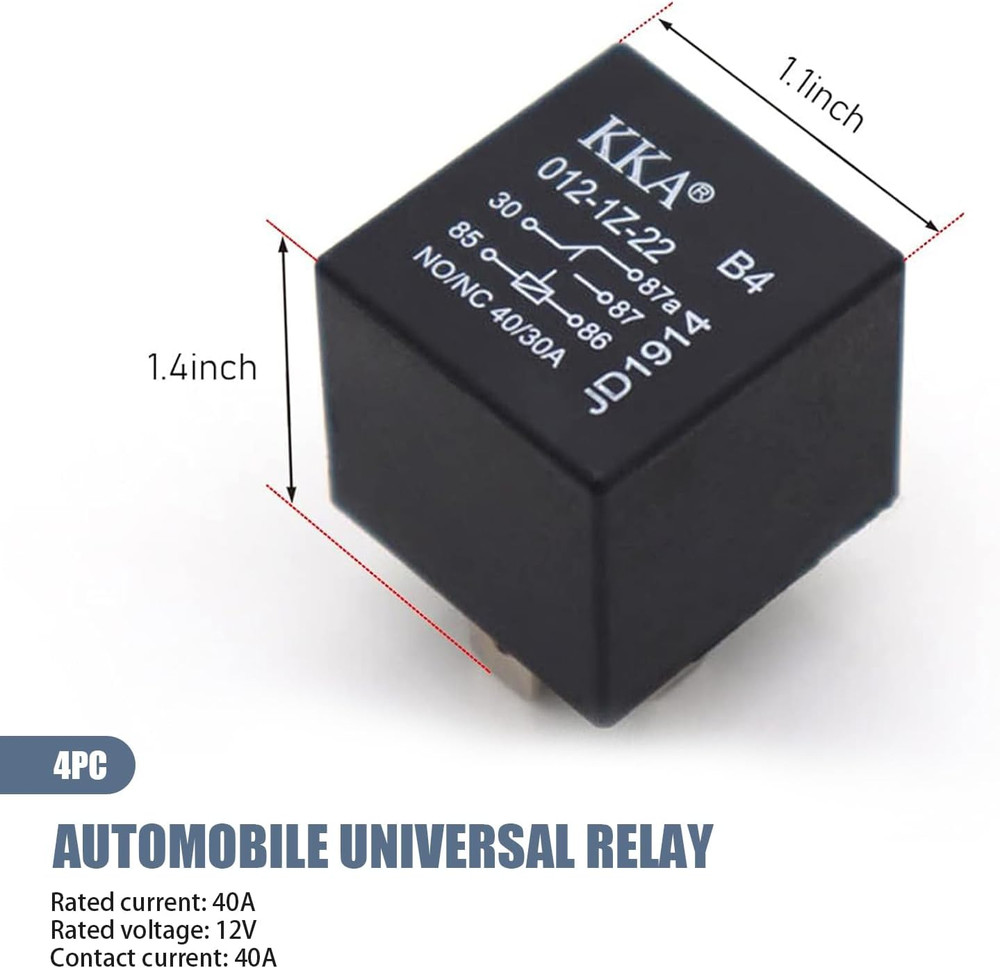 Pack-4 Car 5 Pin Socket Relay, 12V 40A Waterproof Conversion Start DC Wiring Har